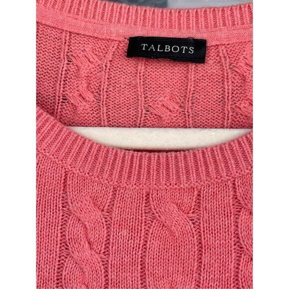 S2 TALBOTS PEACH CABLE KNIT LAMBSWOOL SWEATER SIZE XL‎ - Picture 5 of 8